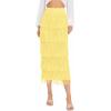 image:imageKisidoo Womens Fringe Trim High Waist Short Pencil Bodycon Skirts Sexy Elegant Fringe Long Maxi Skirt Summer Party WorkLight Yellow