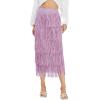 image:imageKisidoo Womens Fringe Trim High Waist Short Pencil Bodycon Skirts Sexy Elegant Fringe Long Maxi Skirt Summer Party WorkPurple