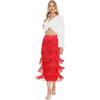 image:imageKisidoo Womens Fringe Trim High Waist Short Pencil Bodycon Skirts Sexy Elegant Fringe Long Maxi Skirt Summer Party WorkRed