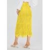 image:imageKisidoo Womens Fringe Trim High Waist Short Pencil Bodycon Skirts Sexy Elegant Fringe Long Maxi Skirt Summer Party WorkYellow