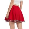 image:imageKisidoo Gothic Skirts Cute High Elastic Waisted Plaid Kilts for Women Trendy Hem Flared Knee Length Mini Skater SkirtC Red